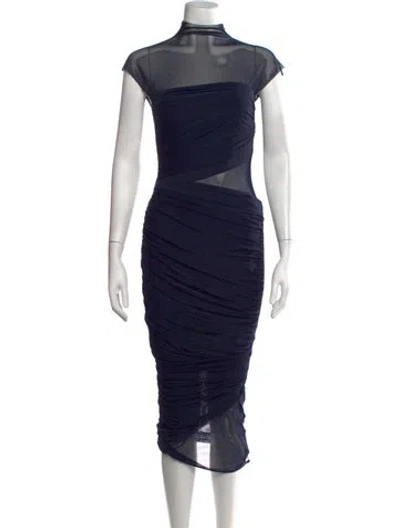 Pre-owned Ser.o.ya Mock Neck Midi Length Dress In Blue