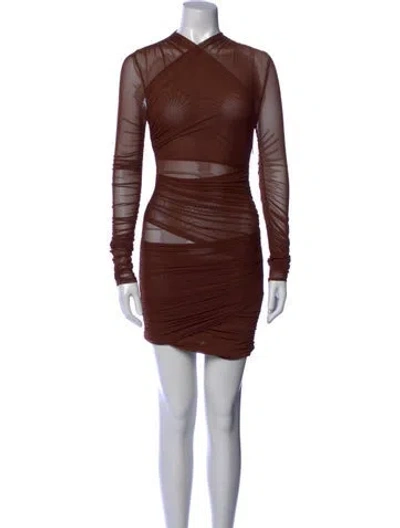 Pre-owned Ser.o.ya Mock Neck Mini Dress In Brown