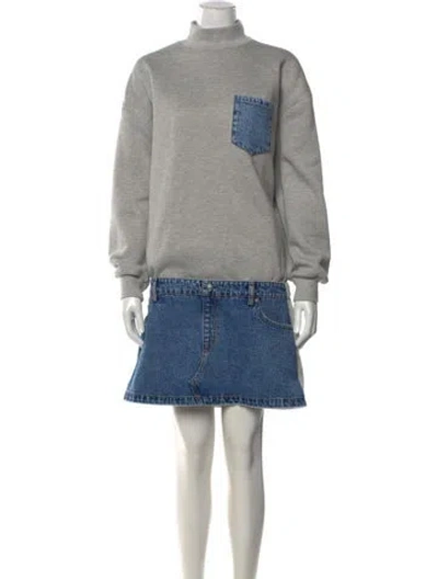 Pre-owned Ser.o.ya Mock Neck Mini Dress In Grey