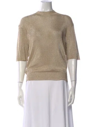 Pre-owned Ser.o.ya Mock Neck Short Sleeve Top In Neutral
