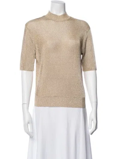 Pre-owned Ser.o.ya Mock Neck Short Sleeve Top In Neutral