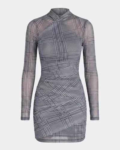 Ser.o.ya Moxey Ruched Mesh Mini Dress In Gray