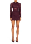 Ser.o.ya Moxey Ruched Mesh Mini Dress In Merlot