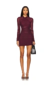 Ser.o.ya Moxey Ruched Mesh Mini Dress In Wine