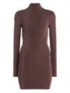 Ser.o.ya Nara High-neck Long-sleeve Mini Dress In Brown