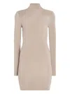 Ser.o.ya Nara High-neck Long-sleeve Mini Dress In Neutral