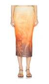 Ser.o.ya Nia Mesh Midi Skirt In Sunset Palm In Olive