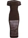 Ser.o.ya Noel Gathered Mesh Maxi Dress In Brown