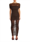 Ser.o.ya Noel Gathered Mesh Maxi Dress In Ash Brown