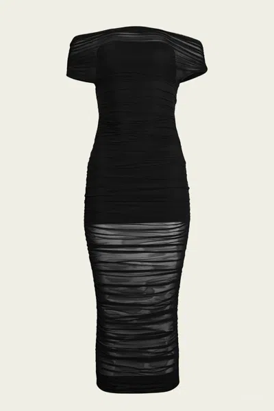 Ser.o.ya Noel Mesh Midi Dress In Black