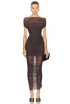 Ser.o.ya Noel Gathered Mesh Maxi Dress In Ash Brown