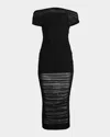 Ser.o.ya Noel Off-shoulder Ruched Mesh Midi Dress In Black
