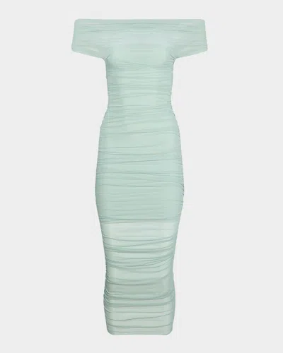 Ser.o.ya Noel Off Shoulder Midi Dress In Frosted Sea