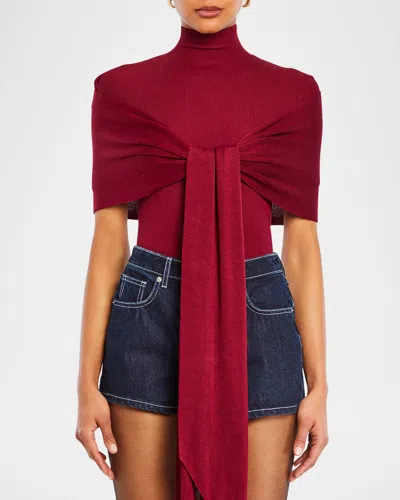 Ser.o.ya Noemi Knit Tie Top In Ruby Red
