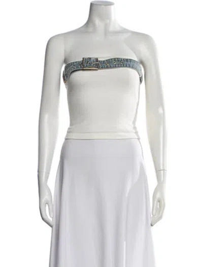 Pre-owned Ser.o.ya Nylon Strapless Crop Top In White