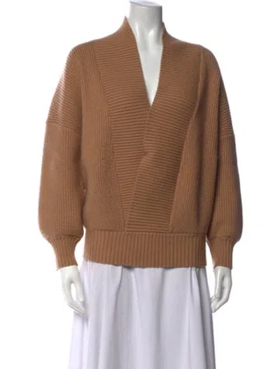 Pre-owned Ser.o.ya Nylon V-neck Sweater In Brown