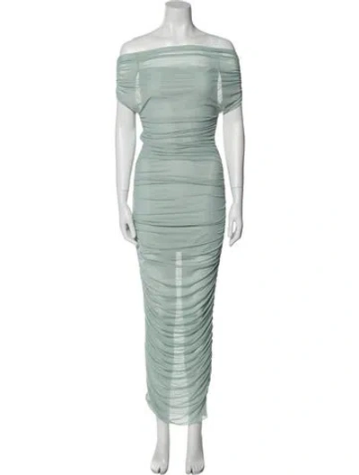 Pre-owned Ser.o.ya Off Shoulder Mesh Long Dress W/ Tags In Green
