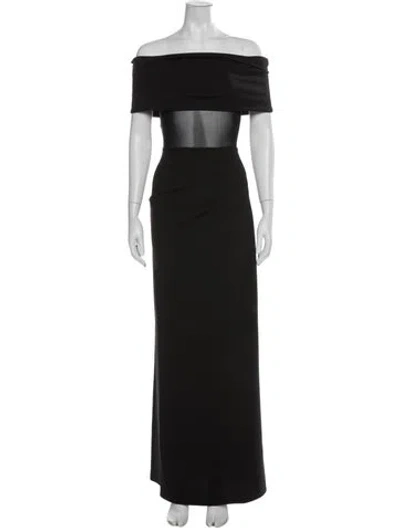 Pre-owned Ser.o.ya Off-the-shoulder Long Dress In Black