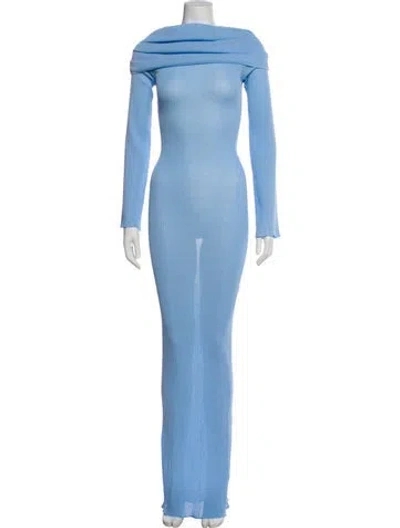 Pre-owned Ser.o.ya Off-the-shoulder Long Dress In Blue