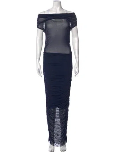 Pre-owned Ser.o.ya Off-the-shoulder Long Dress In Blue