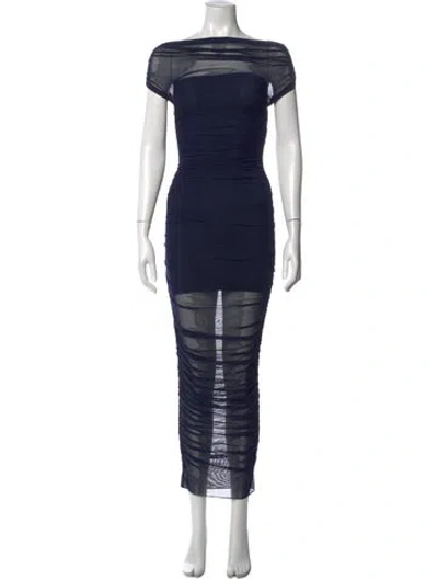 Pre-owned Ser.o.ya Off-the-shoulder Long Dress In Blue