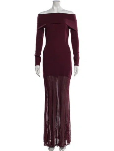 Pre-owned Ser.o.ya Off-the-shoulder Long Dress In Burgundy