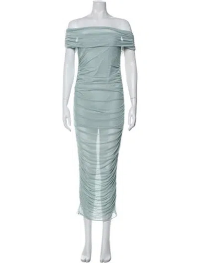 Pre-owned Ser.o.ya Off-the-shoulder Long Dress In Green