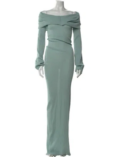 Pre-owned Ser.o.ya Off-the-shoulder Long Dress In Green