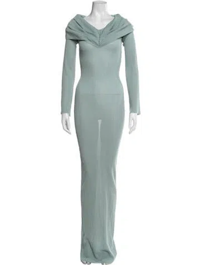 Pre-owned Ser.o.ya Off-the-shoulder Long Dress In Green