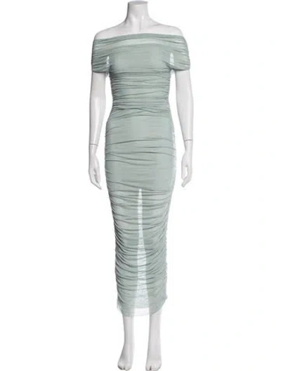 Pre-owned Ser.o.ya Off-the-shoulder Long Dress In Green