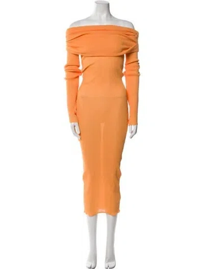 Pre-owned Ser.o.ya Off-the-shoulder Long Dress In Orange