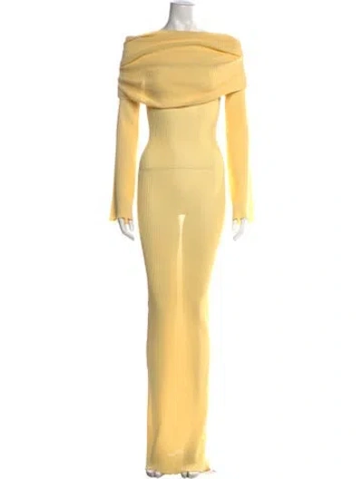 Pre-owned Ser.o.ya Off-the-shoulder Long Dress In Yellow