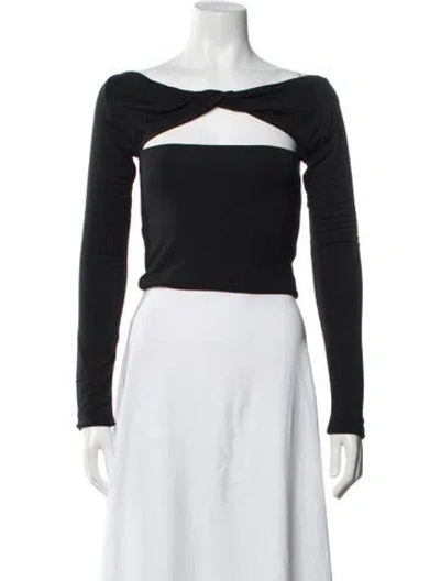 Pre-owned Ser.o.ya Off-the-shoulder Long Sleeve Crop Top In Black