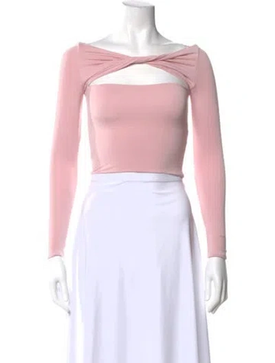Pre-owned Ser.o.ya Off-the-shoulder Long Sleeve Crop Top In Pink