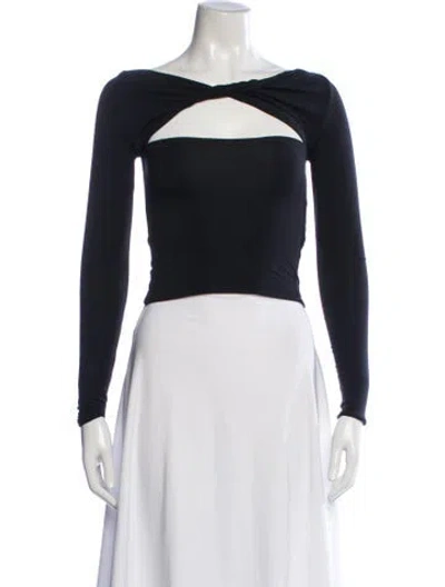 Pre-owned Ser.o.ya Off-the-shoulder Long Sleeve Crop Top W/ Tags In Blue
