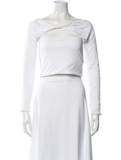 Pre-owned Ser.o.ya Off-the-shoulder Long Sleeve Crop Top W/ Tags In White