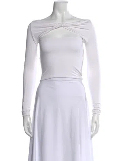 Pre-owned Ser.o.ya Off-the-shoulder Long Sleeve Crop Top In White