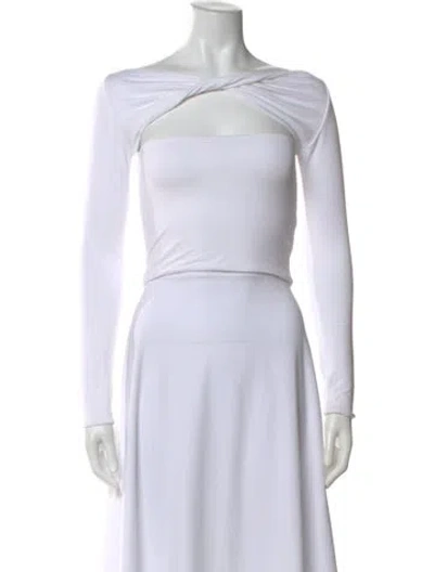 Pre-owned Ser.o.ya Off-the-shoulder Long Sleeve Crop Top In White