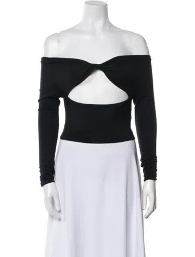 Pre-owned Ser.o.ya Off-the-shoulder Long Sleeve Top In Black