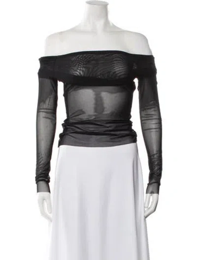 Pre-owned Ser.o.ya Off-the-shoulder Long Sleeve Top In Black