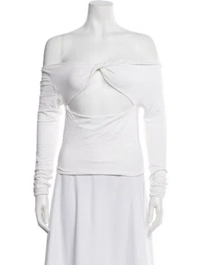 Pre-owned Ser.o.ya Off-the-shoulder Long Sleeve Top In White