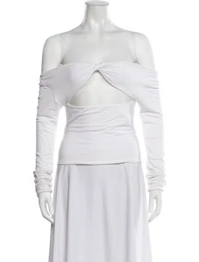 Pre-owned Ser.o.ya Off-the-shoulder Long Sleeve Top In White