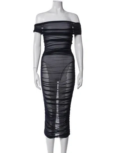 Pre-owned Ser.o.ya Off-the-shoulder Midi Length Dress In Blue