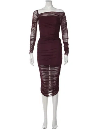 Pre-owned Ser.o.ya Off-the-shoulder Midi Length Dress In Burgundy