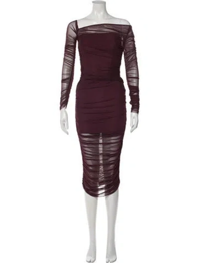 Pre-owned Ser.o.ya Off-the-shoulder Midi Length Dress In Burgundy