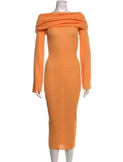 Pre-owned Ser.o.ya Off-the-shoulder Midi Length Dress W/ Tags In Orange