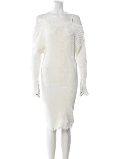 Pre-owned Ser.o.ya Off-the-shoulder Midi Length Dress In White