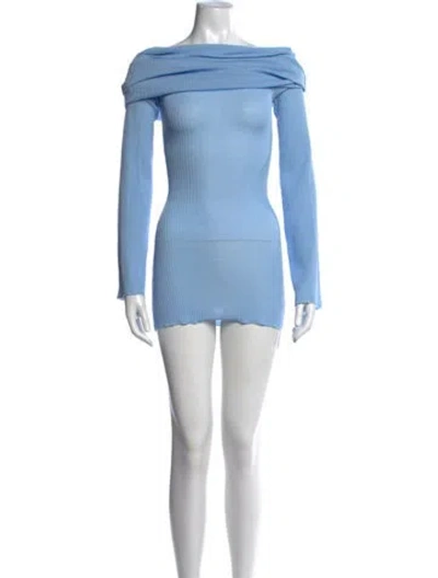 Pre-owned Ser.o.ya Off-the-shoulder Mini Dress In Blue