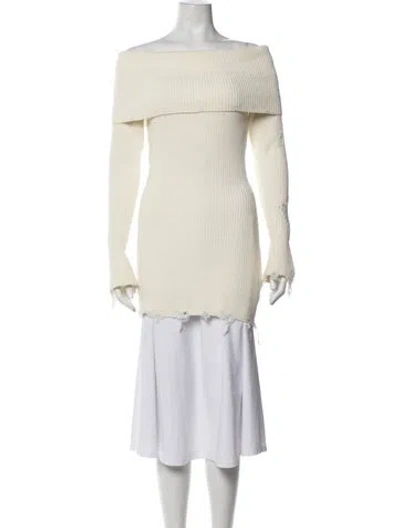 Pre-owned Ser.o.ya Off-the-shoulder Mini Dress In Neutrals