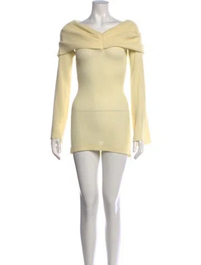 Pre-owned Ser.o.ya Off-the-shoulder Mini Dress In Yellow